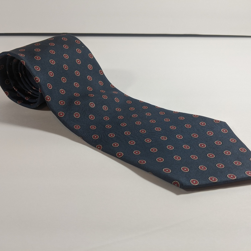 Guy Laroche Navy Blue with Small Red Flowers